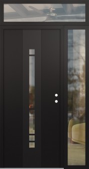 DIAMOND A3 52" X 96" BLACK/BLACK CLEAR GLASS PANEL BLACK LHI WITH SIDELITE AND TRANSOM CLEAR GLASS