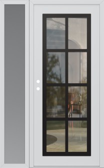 Diamond C16 52" x 80" white/white clear Glass Panel black RHI with Sidelite frosted Glass