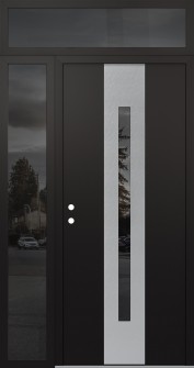 DIAMOND A2 48" X 96" BLACK/BLACK MIRRORED GLASS PANEL STAINLESS STEEL RHI WITH SIDELITE AND TRANSOM MIRRORED GLASS