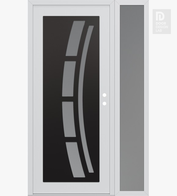 Modern Steel Front Door Diamond C12 50" x 80" white/white frosted Glass Panel black LHI with Sidelite frosted Glass