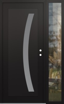 Diamond C4 48" x 80" black/white frosted Glass Panel black LHI with Sidelite clear Glass