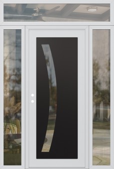 Diamond C4 60" x 96" white/white clear Glass Panel black RHI with 2 Sidelites and Transom clear Glass