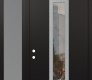 Modern Steel Front Door DIAMOND A11 50" X 96" BLACK/BLACK CLEAR GLASS PANEL STAINLESS STEEL RHI WITH SIDELITE AND TRANSOM FROSTED GLASS