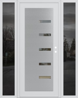 Diamond C8 60" x 80" white/white clear Glass Panel stainless steel LHI with 2 Sidelites mirrored Glass