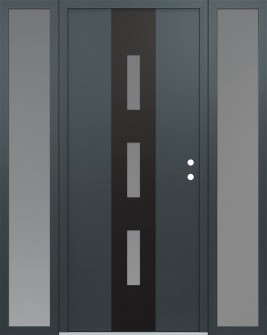 DIAMOND A7 64" X 80" ANTHRACITE/ANTHRACITE FROSTED GLASS PANEL BLACK LHI WITH 2 SIDELITES FROSTED GLASS