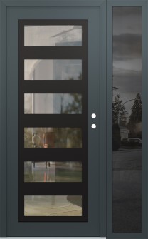 Diamond C9 50" x 80" anthracite/anthracite clear Glass Panel black LHI with Sidelite mirrored Glass