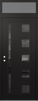 Diamond C3 36" x 96" black/black mirrored Glass Panel black RHI with Transom frosted Glass