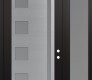 Modern Steel Front Door Diamond C3 50" x 96" black/white frosted Glass Panel stainless steel LHI with Sidelite and Transom frosted Glass