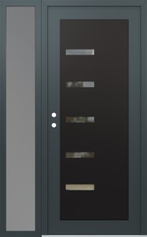 Diamond C8 52" x 80" anthracite/anthracite clear Glass Panel black RHI with Sidelite frosted Glass