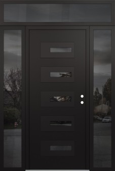 Diamond D6 60" x 96" black/black mirrored Glass Panel black LHI with 2 Sidelites and Transom mirrored Glass