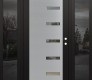 Modern Steel Front Door Diamond C8 68" x 80" black/black clear Glass Panel stainless steel LHI with 2 Sidelites mirrored Glass
