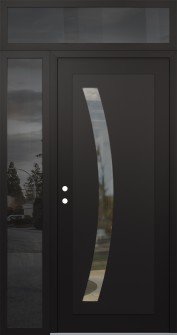 Diamond C4 48" x 96" black/black clear Glass Panel black RHI with Sidelite and Transom mirrored Glass