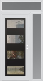 Diamond C2 52" x 96" white/white clear Glass Panel black LHI with Sidelite and Transom frosted Glass