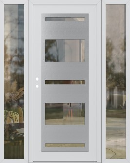 Diamond C10 68" x 80" white/white clear Glass Panel stainless steel RHI with 2 Sidelites clear Glass