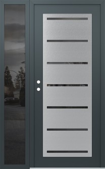 Diamond C11 48" x 80" anthracite/anthracite mirrored Glass Panel stainless steel RHI with Sidelite mirrored Glass