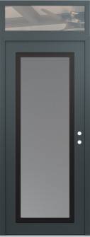Diamond C1 36" x 96" anthracite/anthracite frosted Glass Panel black LHI with Transom clear Glass