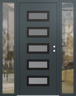 Diamond D1 64" x 80" anthracite/anthracite frosted Glass Panel black LHI with 2 Sidelites clear Glass