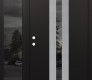 Modern Steel Front Door DIAMOND A2 52" X 80" BLACK/BLACK MIRRORED GLASS PANEL STAINLESS STEEL RHI WITH SIDELITE MIRRORED GLASS