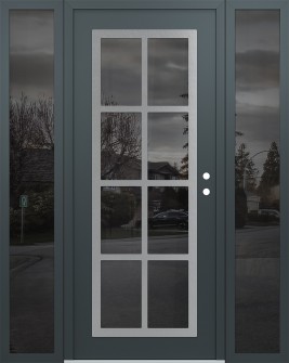 Diamond C16 68" x 80" anthracite/anthracite mirrored Glass Panel stainless steel LHI with 2 Sidelites mirrored Glass