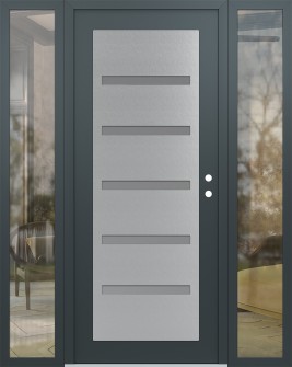 Diamond C7 60" x 80" anthracite/anthracite frosted Glass Panel stainless steel LHI with 2 Sidelites clear Glass