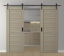 DOUBLE BARN DOOR ALBA SHAMBOR 60" X 96" X 1 3/4" BLACK HARDWARE
