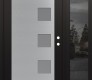 Modern Steel Front Door Diamond C5 52" x 80" black/white frosted Glass Panel stainless steel LHI with Sidelite mirrored Glass