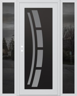 Diamond C12 68" x 80" white/white frosted Glass Panel black RHI with 2 Sidelites mirrored Glass