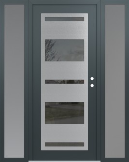 Diamond C10 60" x 80" anthracite/anthracite mirrored Glass Panel stainless steel LHI with 2 Sidelites frosted Glass