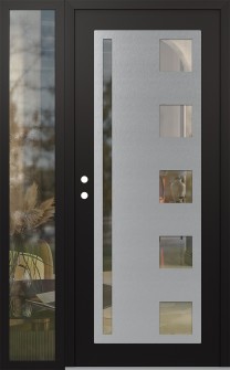 Diamond C3 50" x 80" black/black clear Glass Panel stainless steel RHI with Sidelite clear Glass