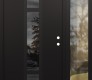 Modern Steel Front Door DIAMOND A9 48" X 80" BLACK/BLACK MIRRORED GLASS PANEL BLACK LHI WITH SIDELITE CLEAR GLASS