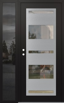 Diamond C10 48" x 80" black/black clear Glass Panel stainless steel RHI with Sidelite mirrored Glass