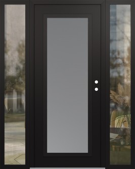 Diamond C1 60" x 80" black/white frosted Glass Panel black LHI with 2 Sidelites clear Glass