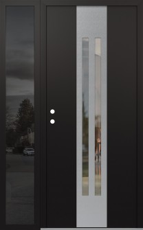 DIAMOND A8 48" X 80" BLACK/BLACK CLEAR GLASS PANEL STAINLESS STEEL RHI WITH SIDELITE MIRRORED GLASS