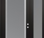 Modern Steel Front Door Diamond C1 52" x 96" black/white frosted Glass Panel stainless steel LHI with Sidelite and Transom frosted Glass