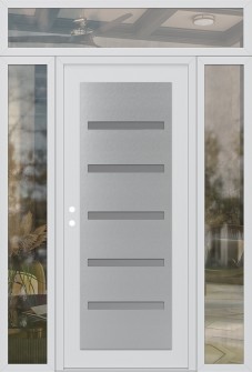 Diamond C7 60" x 96" white/white frosted Glass Panel stainless steel RHI with 2 Sidelites and Transom clear Glass