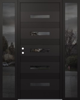 Diamond D9 64" x 80" black/black Mirrored Glass Panel black RHI with 2 Sidelites Mirrored Glass