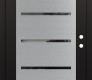 Modern Steel Front Door Diamond C11 36" x 80" black/black mirrored Glass Panel stainless steel LHI