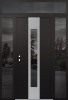 DIAMOND A1 60" X 96" BLACK/BLACK MIRRORED GLASS PANEL STAINLESS STEEL RHI WITH 2 SIDELITES AND TRANSOM MIRRORED GLASS