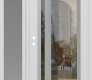 Modern Steel Front Door Diamond C15 52" x 80" white/white clear Glass Panel stainless steel RHI with Sidelite frosted Glass
