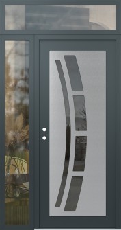 Diamond C12 50" x 96" anthracite/anthracite mirrored Glass Panel stainless steel RHI with Sidelite and Transom clear Glass