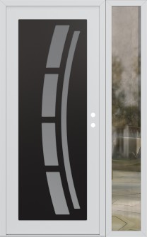 Diamond C12 50" x 80" white/white frosted Glass Panel black LHI with Sidelite clear Glass
