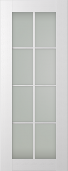 DOOR SLAB PALLADIO 8 LITE VETRO BIANCO NOBLE 32" X 96" X 1 9/16" TEMPERED FROSTED GLASS