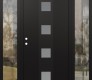 Modern Steel Front Door DIAMOND A12 64" X 80" BLACK/WHITE FROSTED GLASS PANEL BLACK RHI WITH 2 SIDELITES CLEAR GLASS