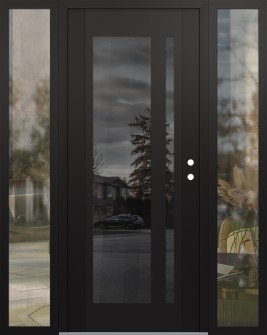 Diamond C15 60" x 80" black/black mirrored Glass Panel black LHI with 2 Sidelites clear Glass
