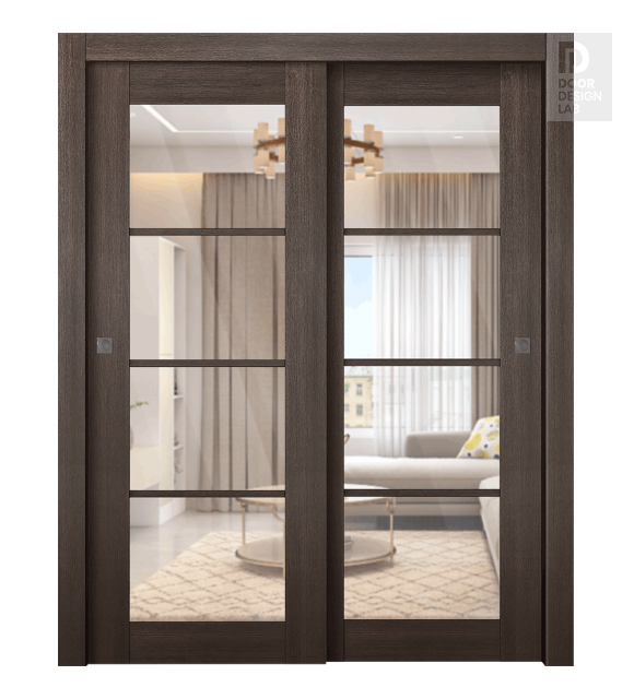 Avon 4 Lite Clear Vetro Veralinga Oak Bypass doors