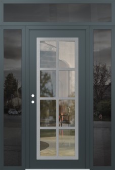 Diamond C16 68" x 96" anthracite/anthracite clear Glass Panel stainless steel RHI with 2 Sidelites and Transom mirrored Glass