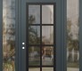 Modern Steel Front Door Diamond C16 64" x 96" anthracite/anthracite clear Glass Panel black RHI with 2 Sidelites and Transom clear Glass