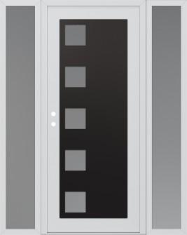 Diamond C5 64" x 80" white/white frosted Glass Panel black RHI with 2 Sidelites frosted Glass