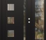 Modern Steel Front Door Diamond C3 52" x 80" black/black clear Glass Panel black LHI with Sidelite clear Glass