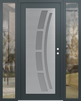 Diamond C12 60" x 80" anthracite/anthracite frosted Glass Panel stainless steel LHI with 2 Sidelites clear Glass